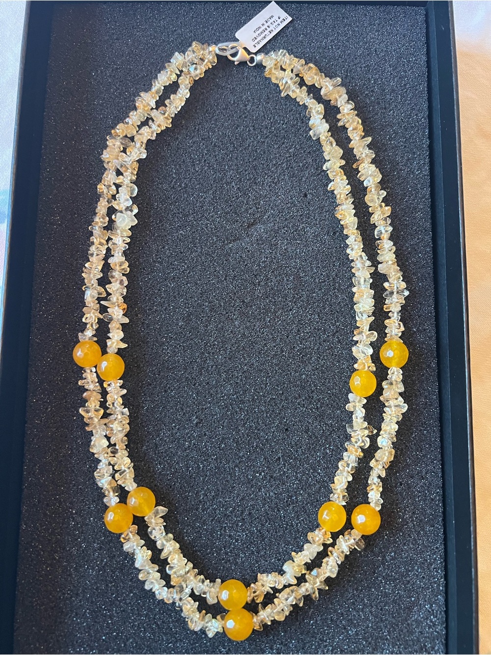 Citrine Chip Beaded Double Strand Necklace NWT